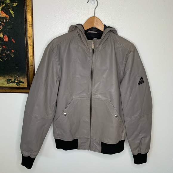 Hogan Other - HOGAN RARE HOODED LEATHER BOMBER JACKET